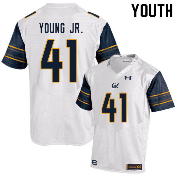 Youth #41 Curley Young Jr. Cal Bears UA College Football Jerseys Sale-White